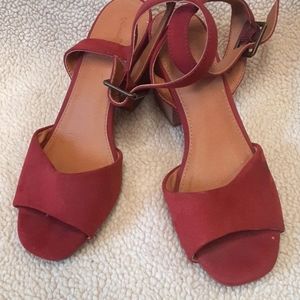 Universal Thread burnt orange ankle strap 3 in square heel size 7.5 faux suede